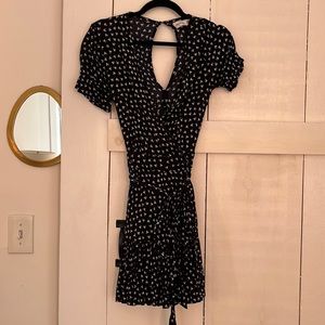 Faithfull The Brand Mini Wrap Dress in Navy Print Size US 4